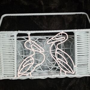 Coastal Pelican Wire Caddy Organizer Basket 12x7x5